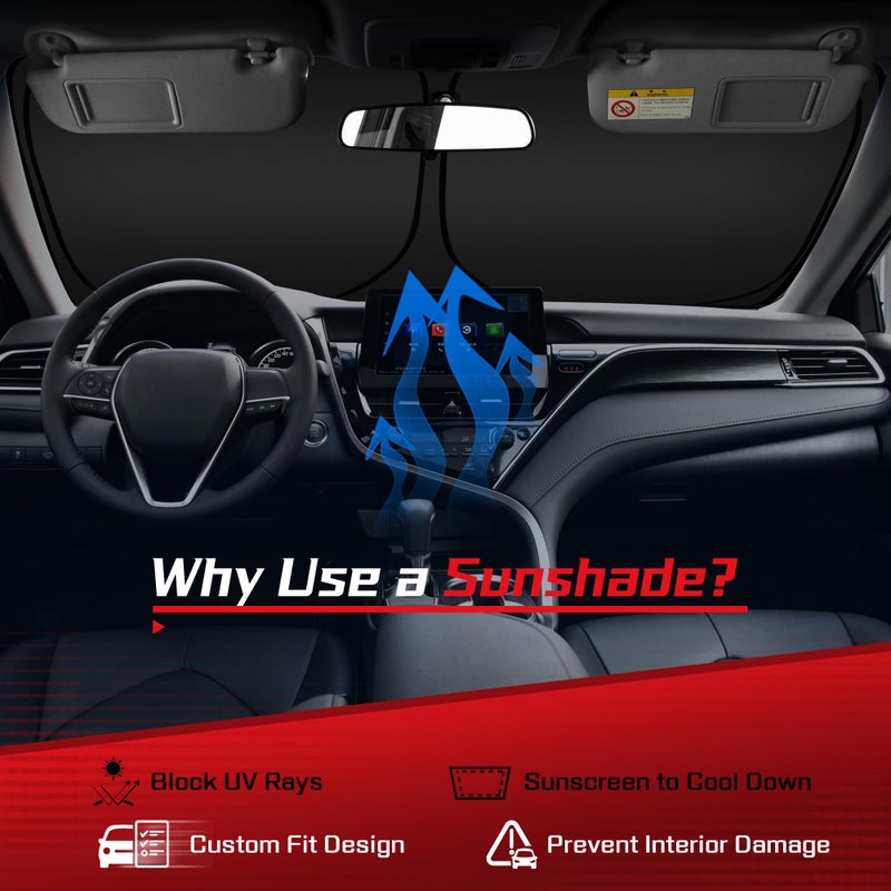 ARISMOTOR Windshield Sun Shade for Toyota Camry 2025  Custom Fit Foldable Front Window Sunshade Sun Visor Protector  Block UV Rays Keep Your Car Cooler - Image 3